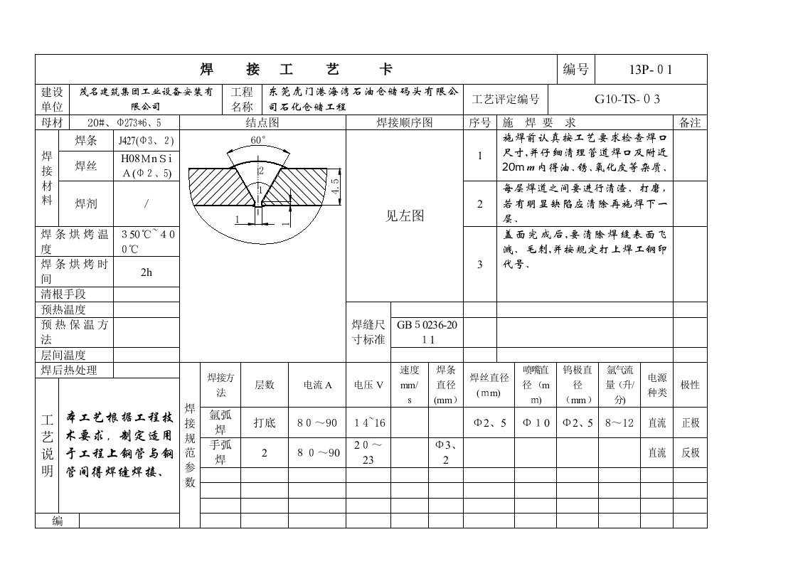 焊接工艺卡,作业指导书()