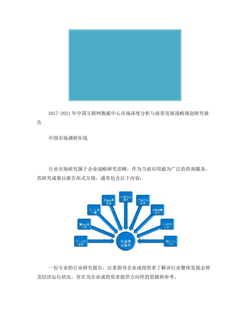 中国互联网数据中心市场分析报告目录