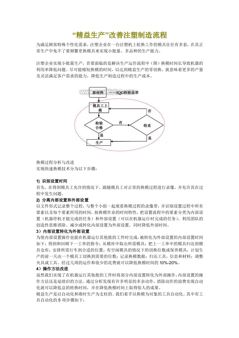 注塑车间精益生产