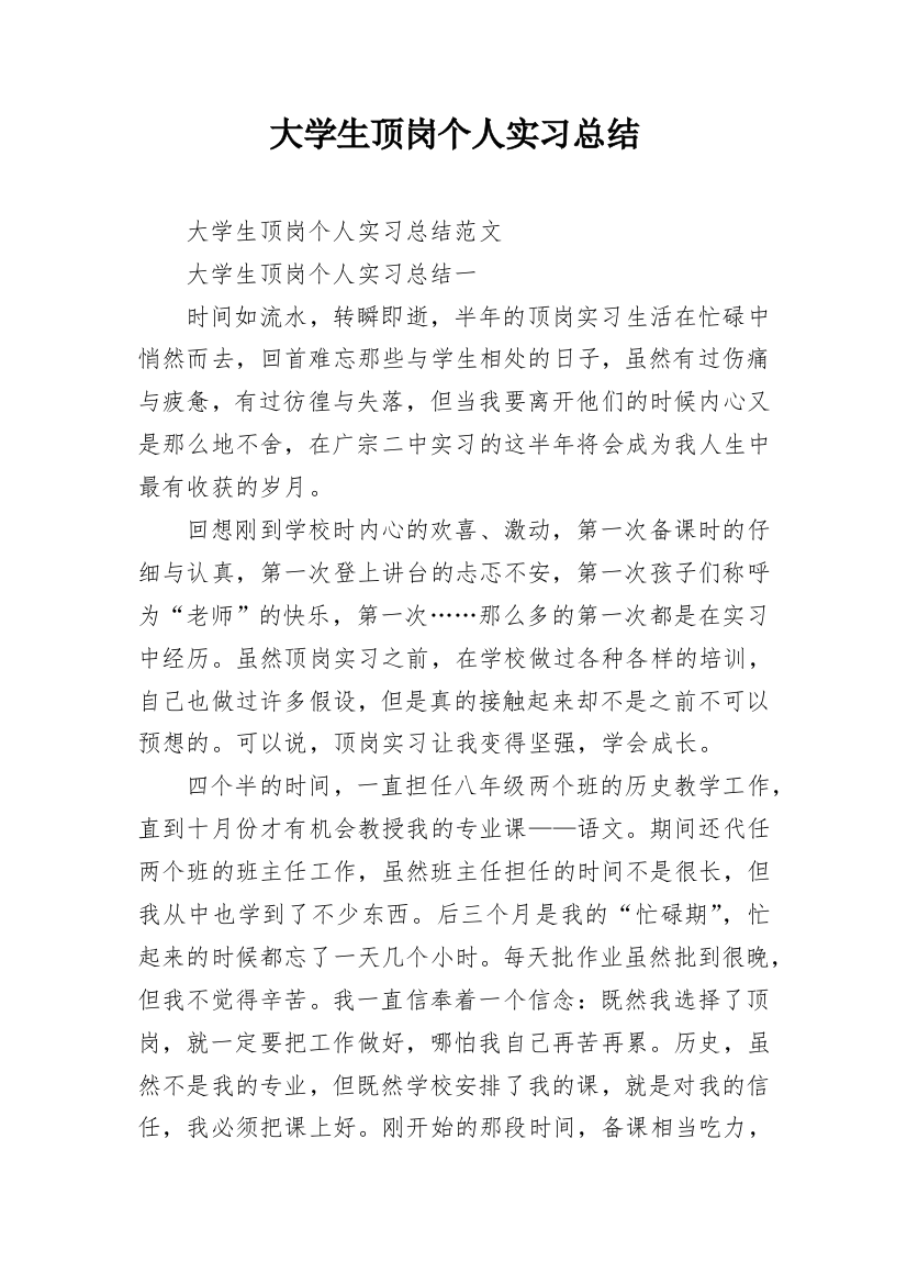 大学生顶岗个人实习总结_4