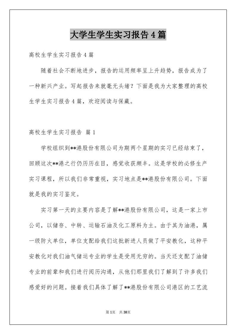 大学生学生实习报告4篇范文