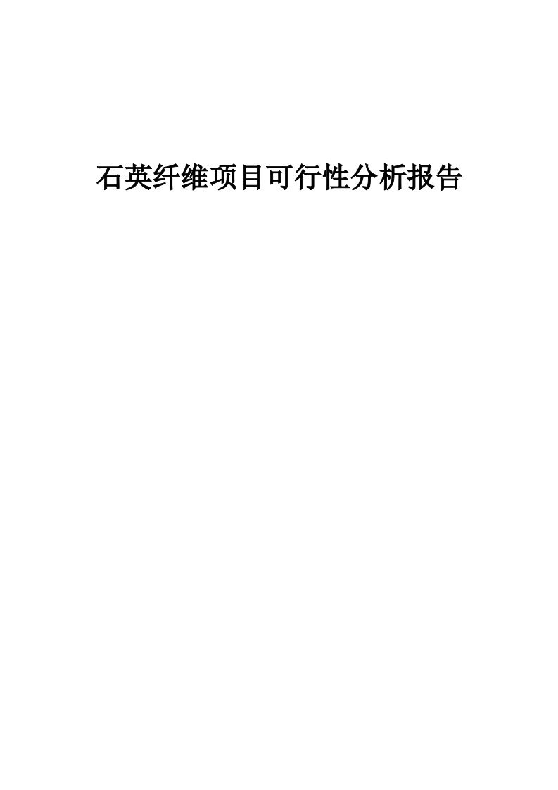 石英纤维项目可行性分析报告