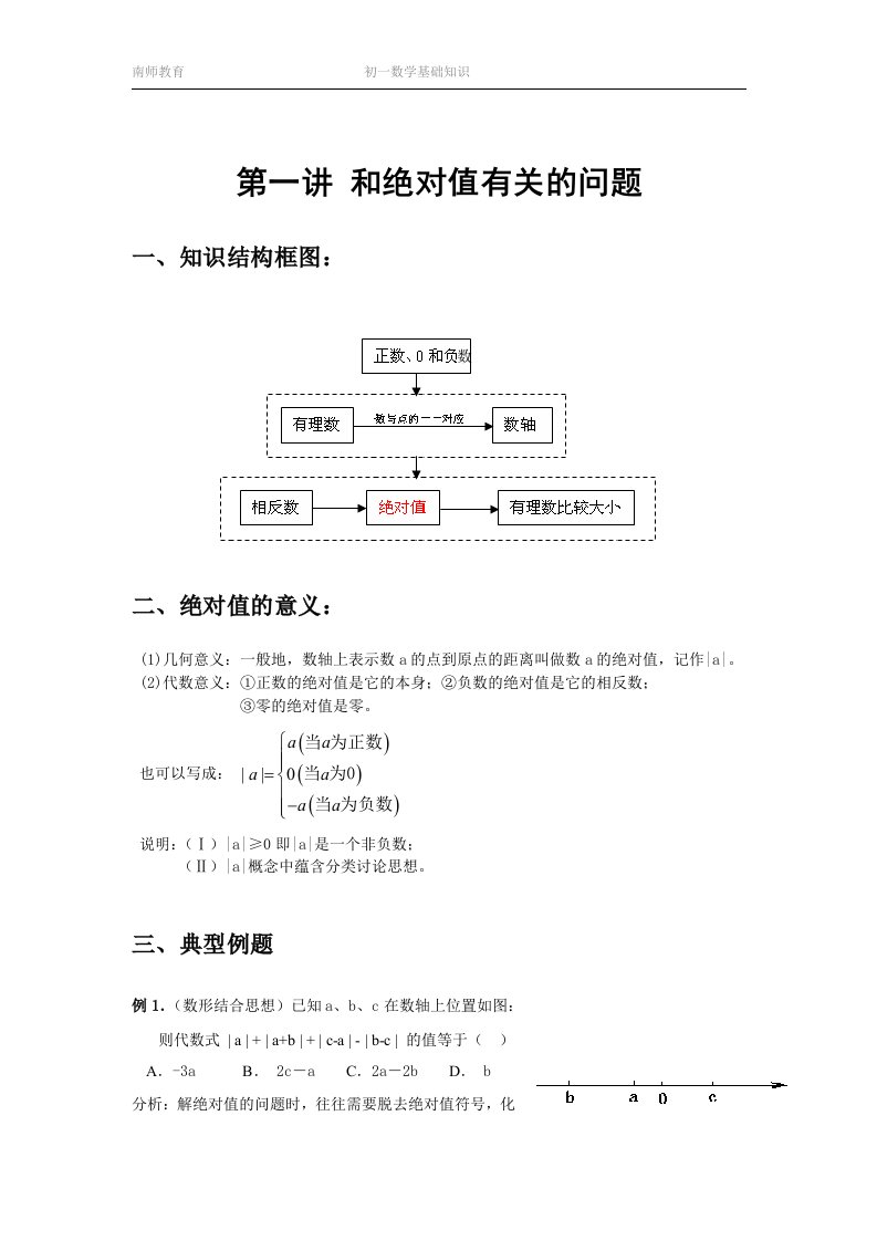 初一数学特训班讲义-学生版