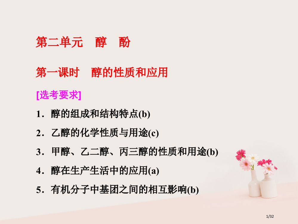 高中化学专题4烃的衍生物第二单元第一课时醇的性质和应用实用省公开课一等奖新名师优质课获奖PPT课件