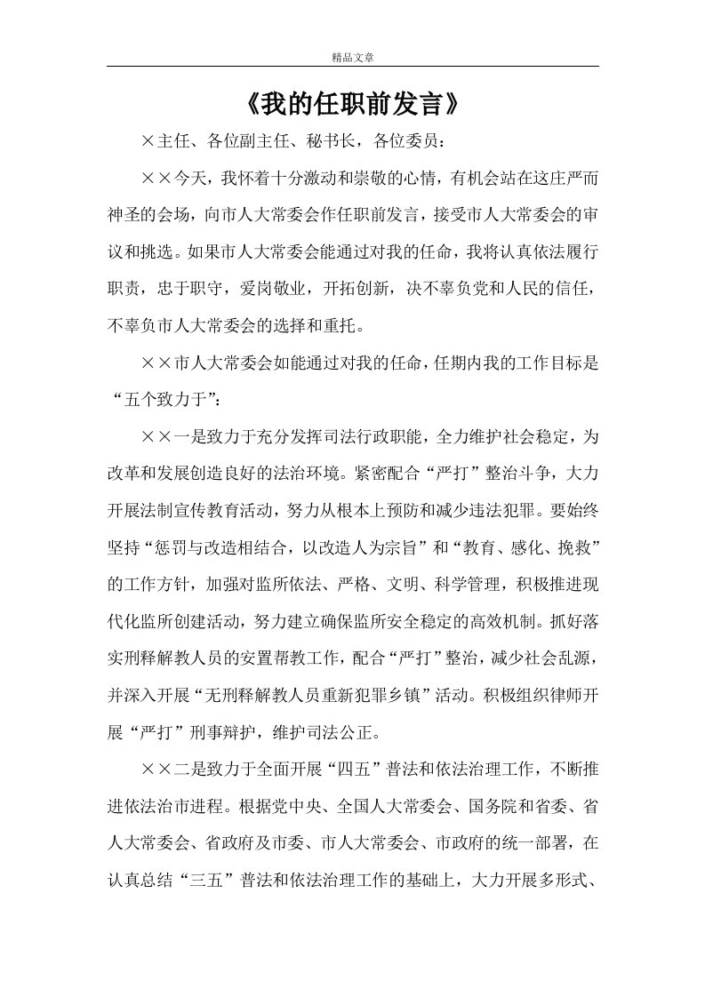 《我的任职前发言》