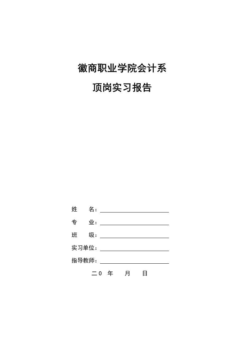 会计系毕业生顶岗实习报告