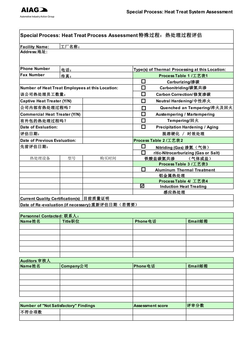 CQI-9审核表