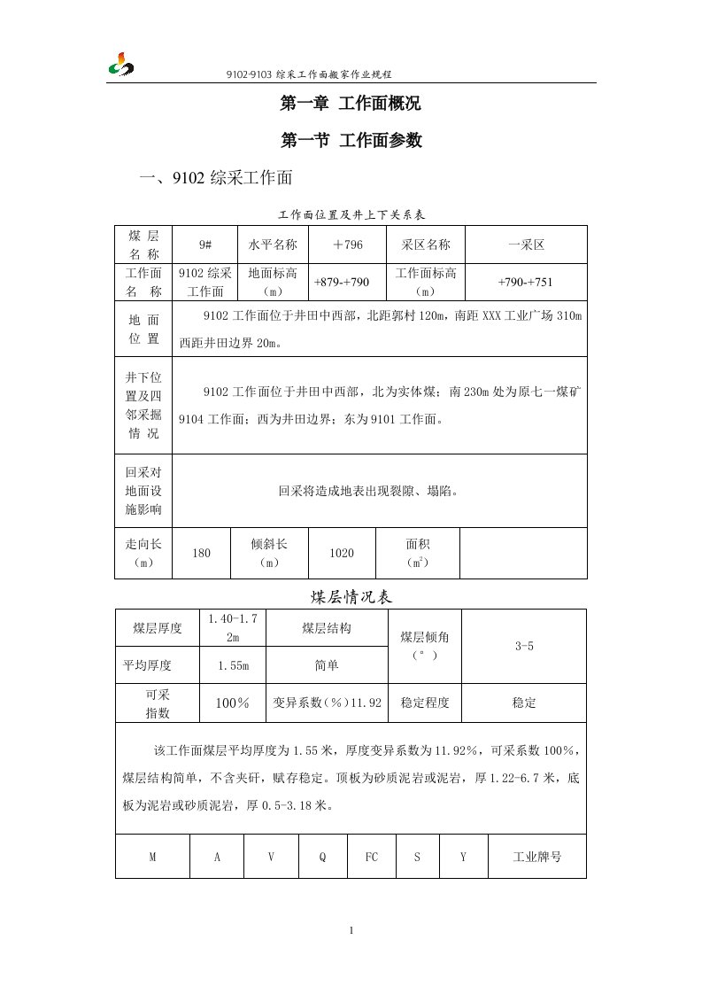 综采工作面搬家作业规程