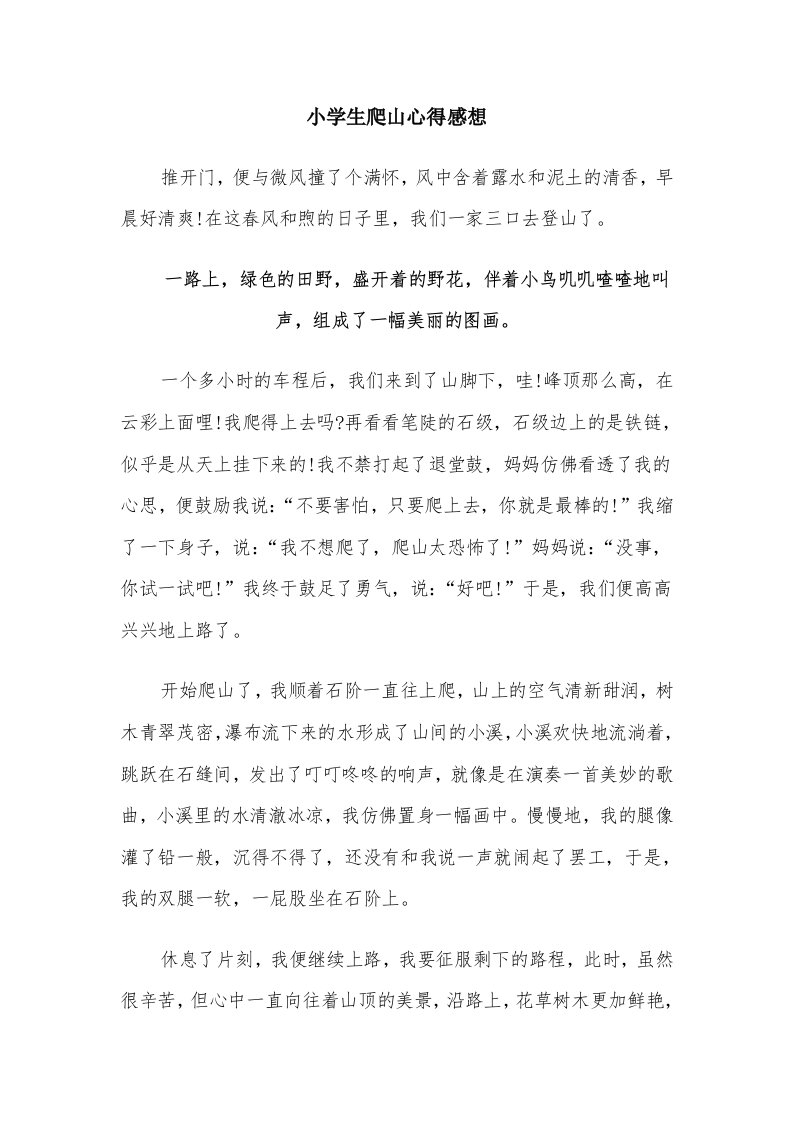 小学生爬山心得感想