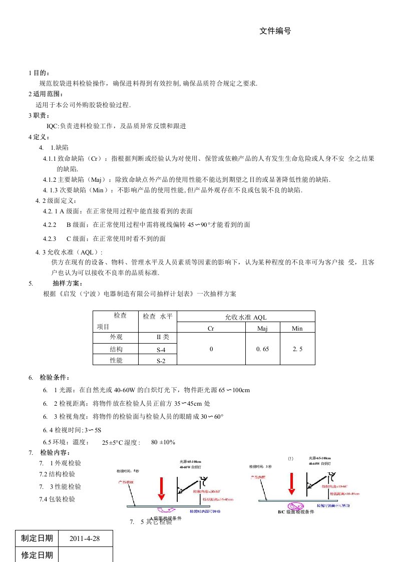 [精品]007进料检验标准(胶袋类)