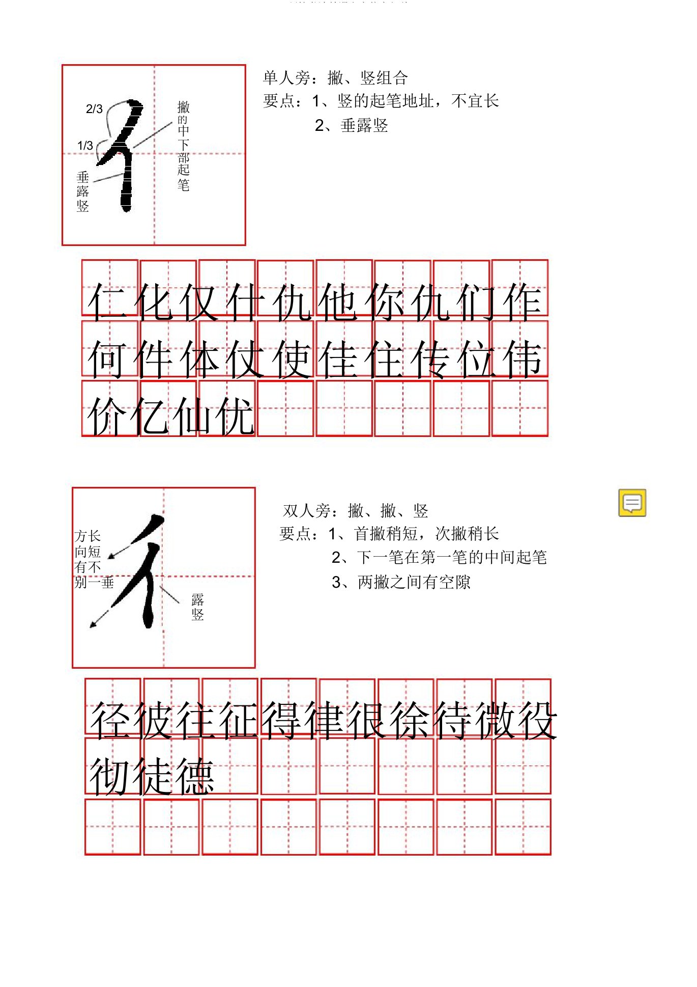 硬笔书法教案偏旁部首