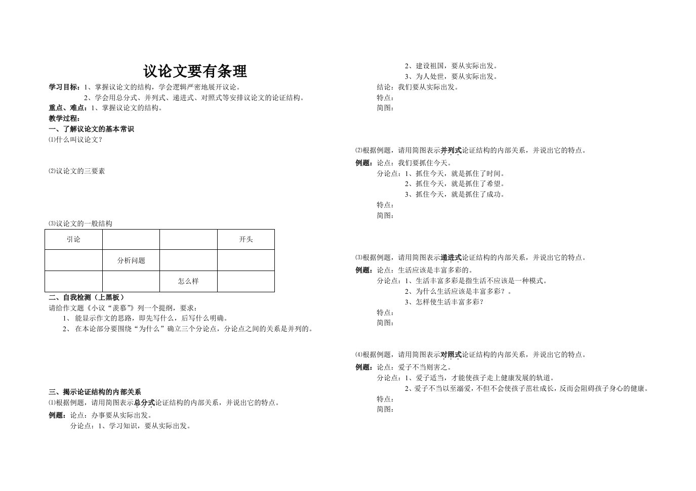 议论文要有条理