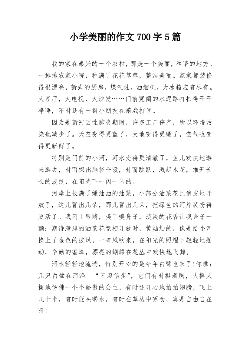 小学美丽的作文700字5篇