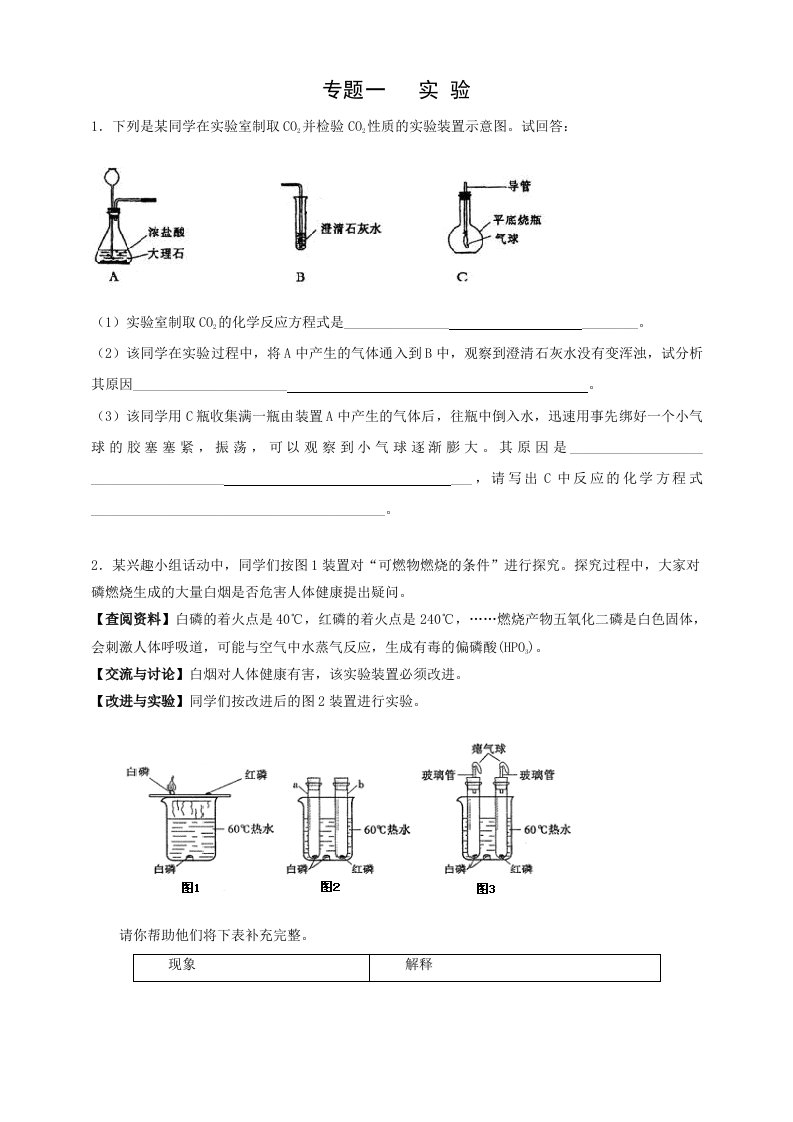 2012年中考化学复习专题训练