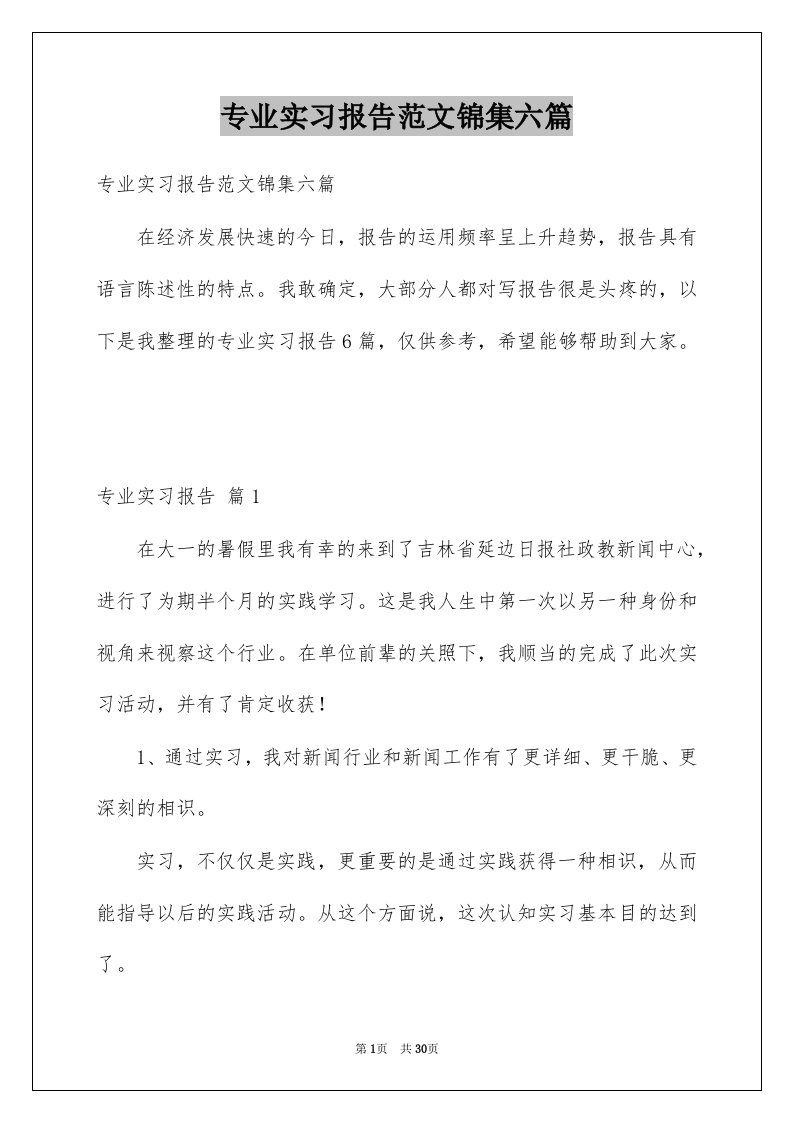 专业实习报告范文锦集六篇例文