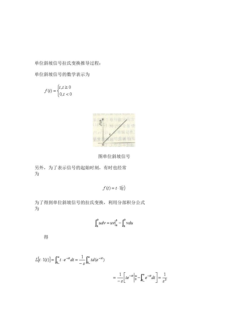 单位斜坡信号拉氏变换推导过程