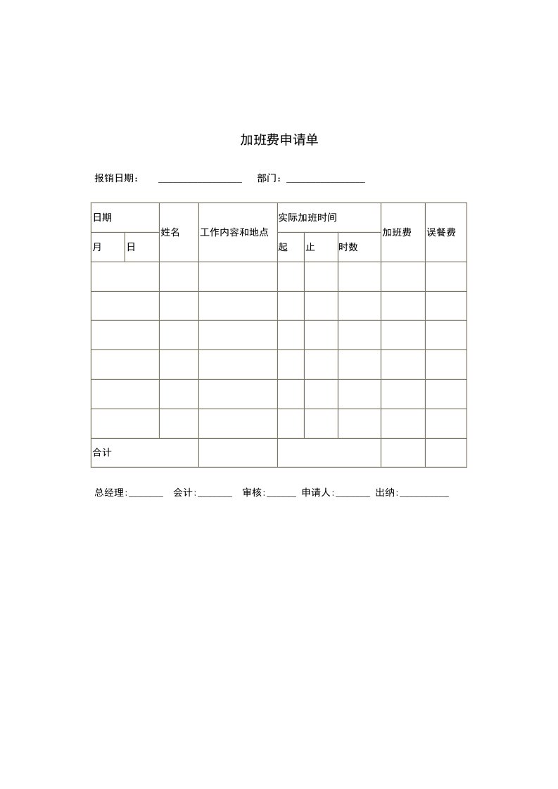 【管理精品】加班费申请单(2)