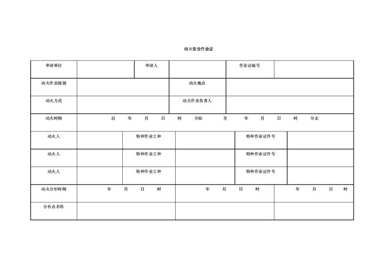 动火安全作业证