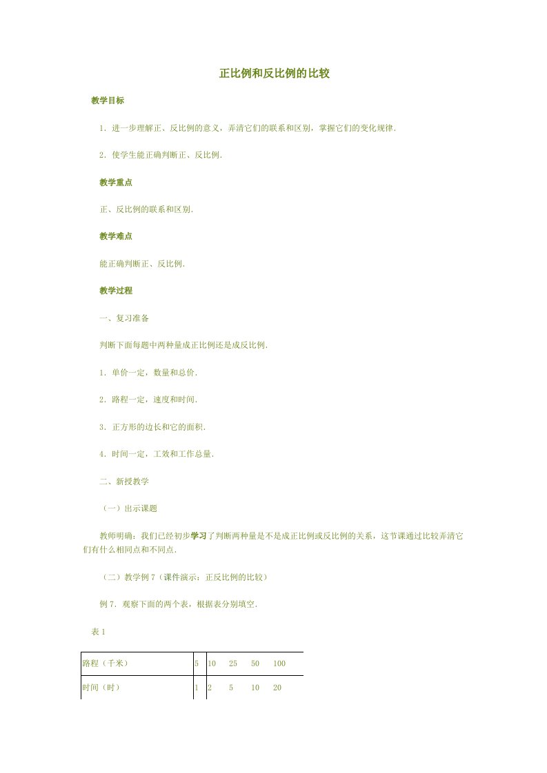 数学人教版六年级下册正比例和反比例的区别