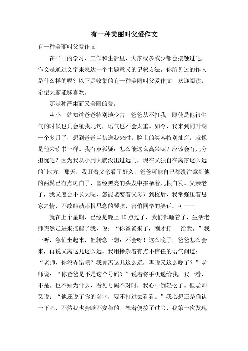 有一种美丽叫父爱作文