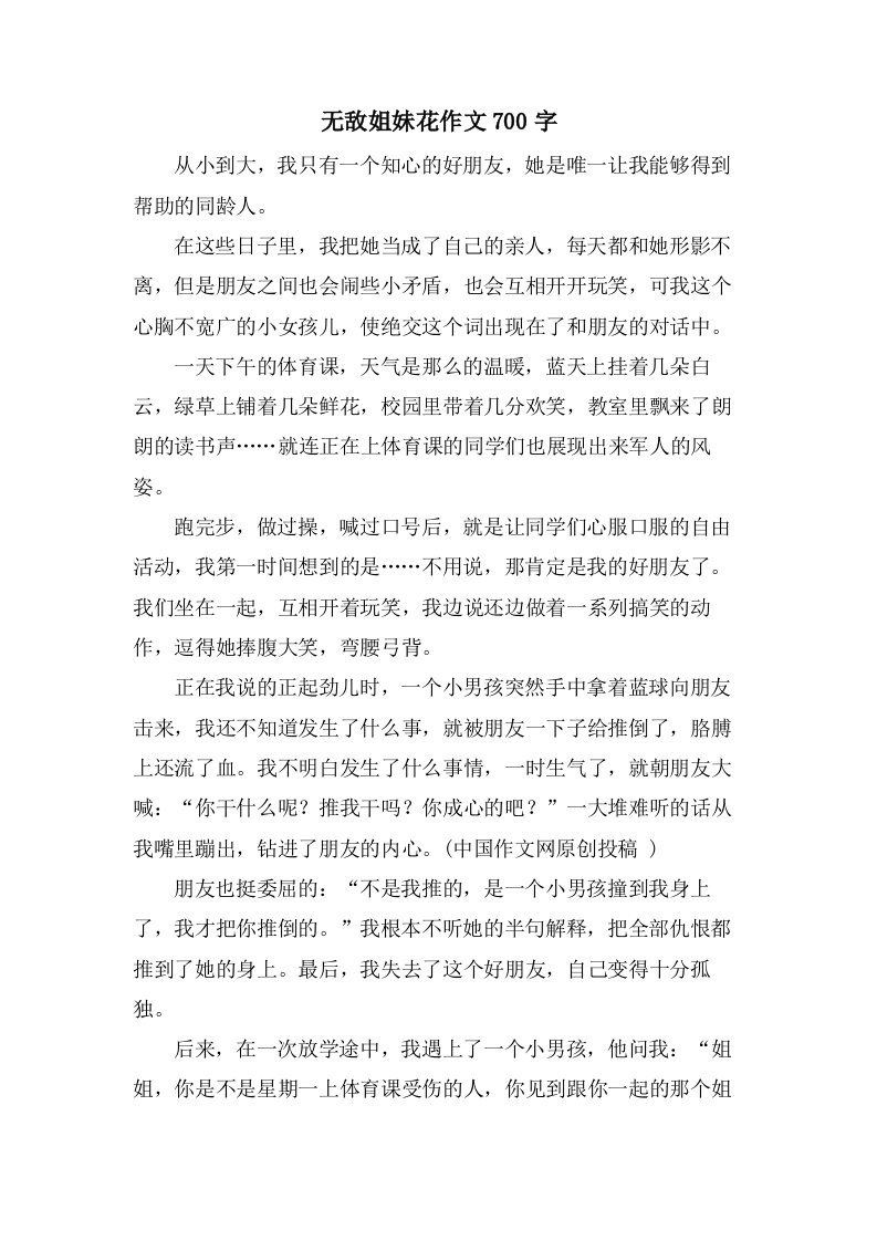 无敌姐妹花作文700字