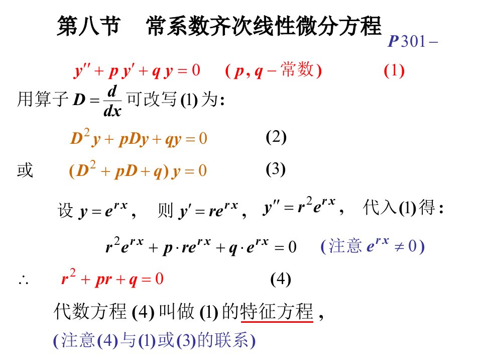 高等数学第八节常系数齐次线性微分方程