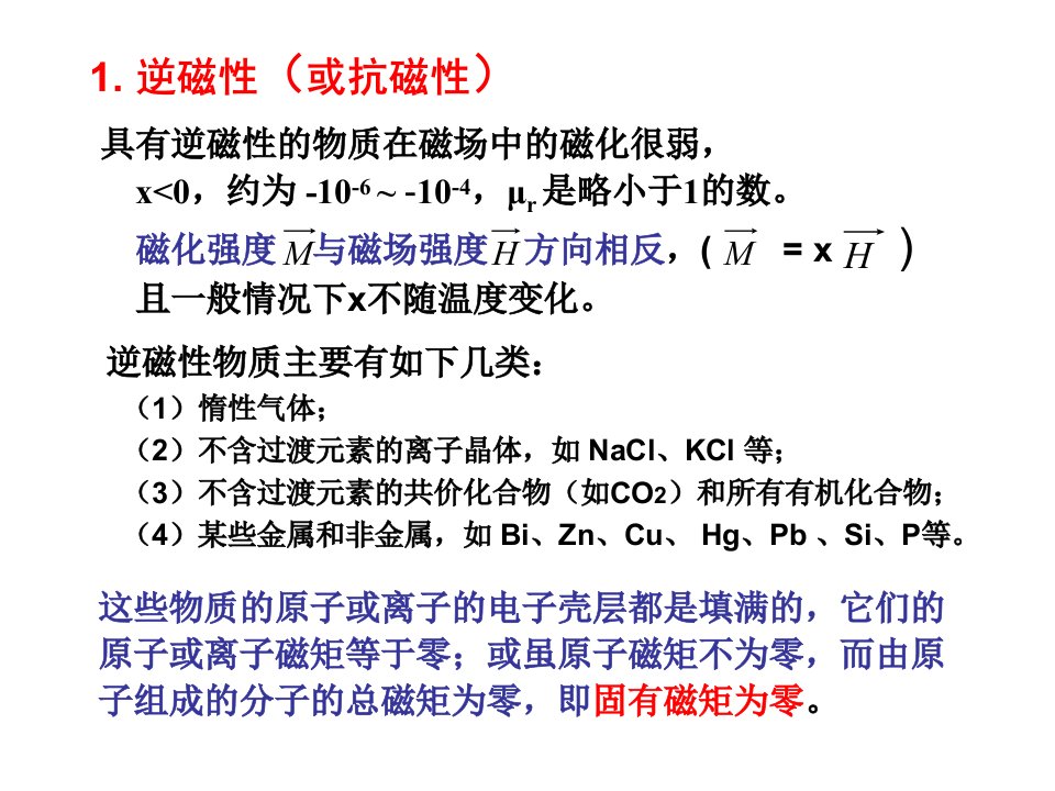 无机材料化学第11讲物质的磁性分类ppt课件