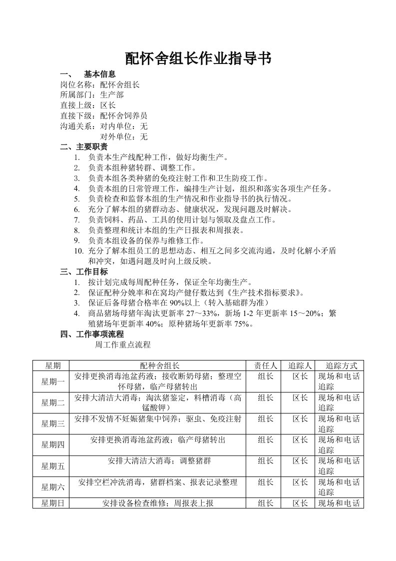 配怀舍组长作业指导书