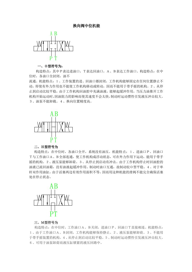 换向阀中位机能详解