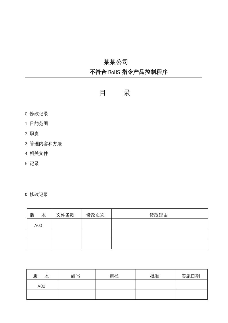 【管理精品】不符合ROHS指令产品控制程序