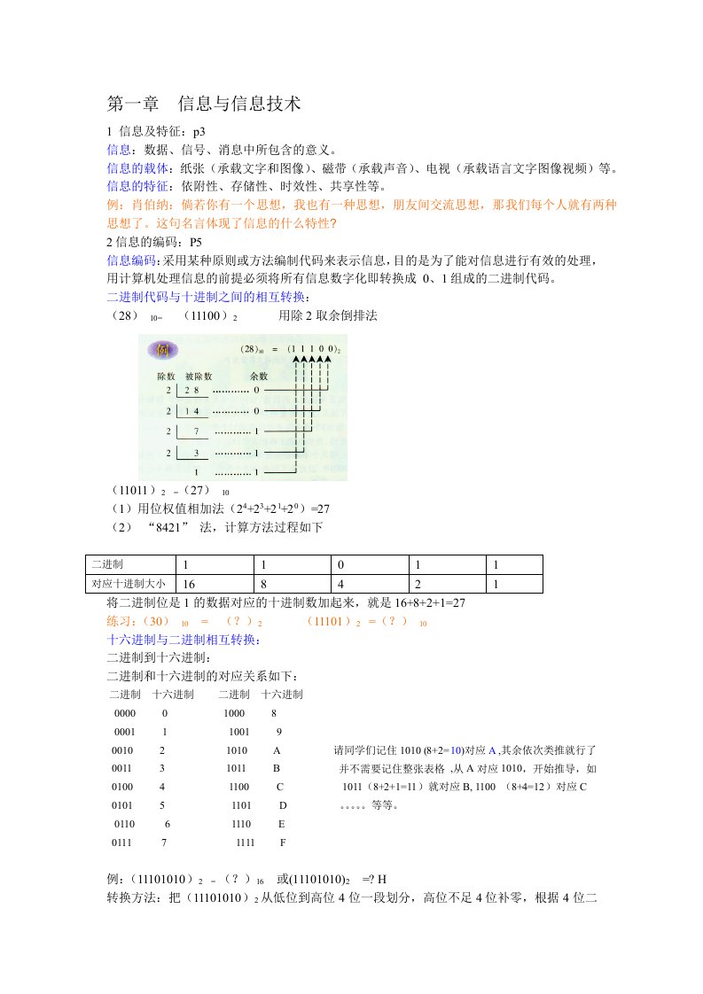 信息技术基础选择题复习