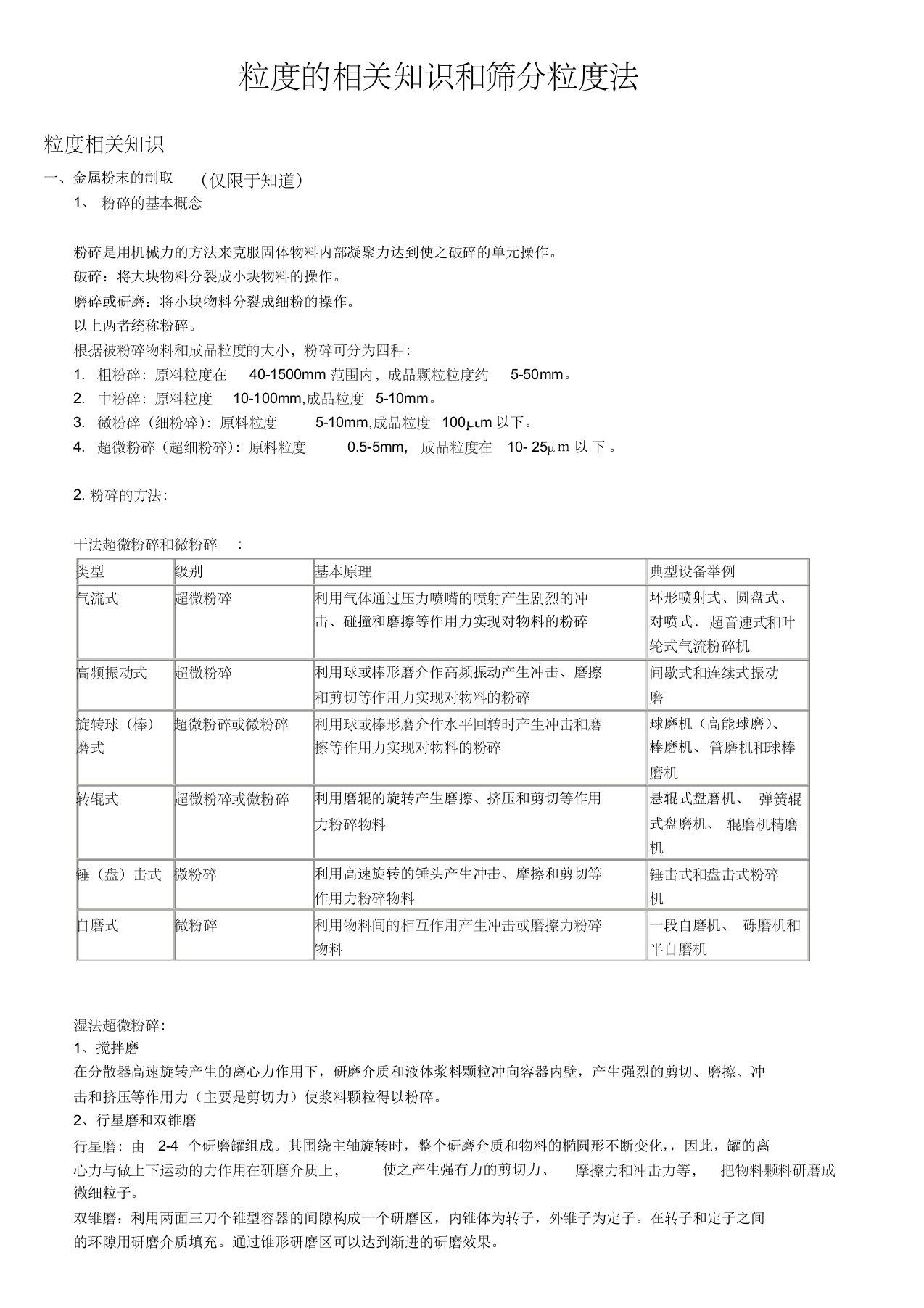 粒度的相关知识和筛分粒度法