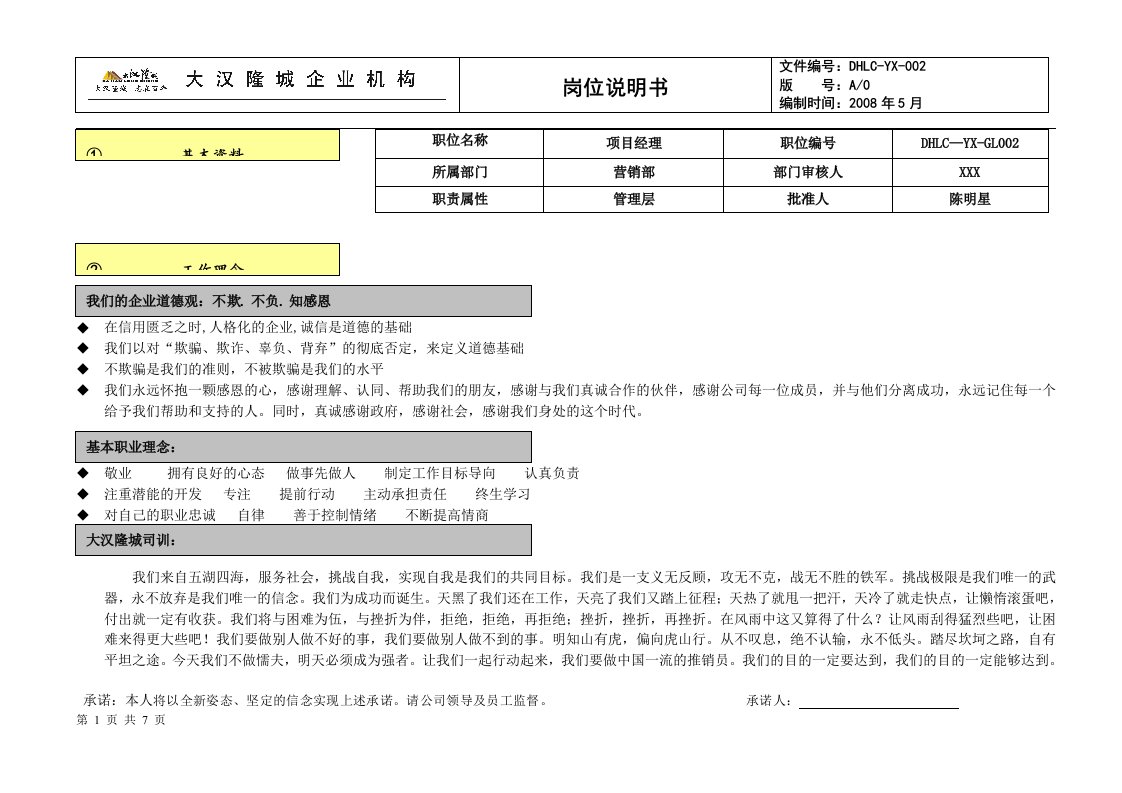 职责权限和流程(完整版项目经理)