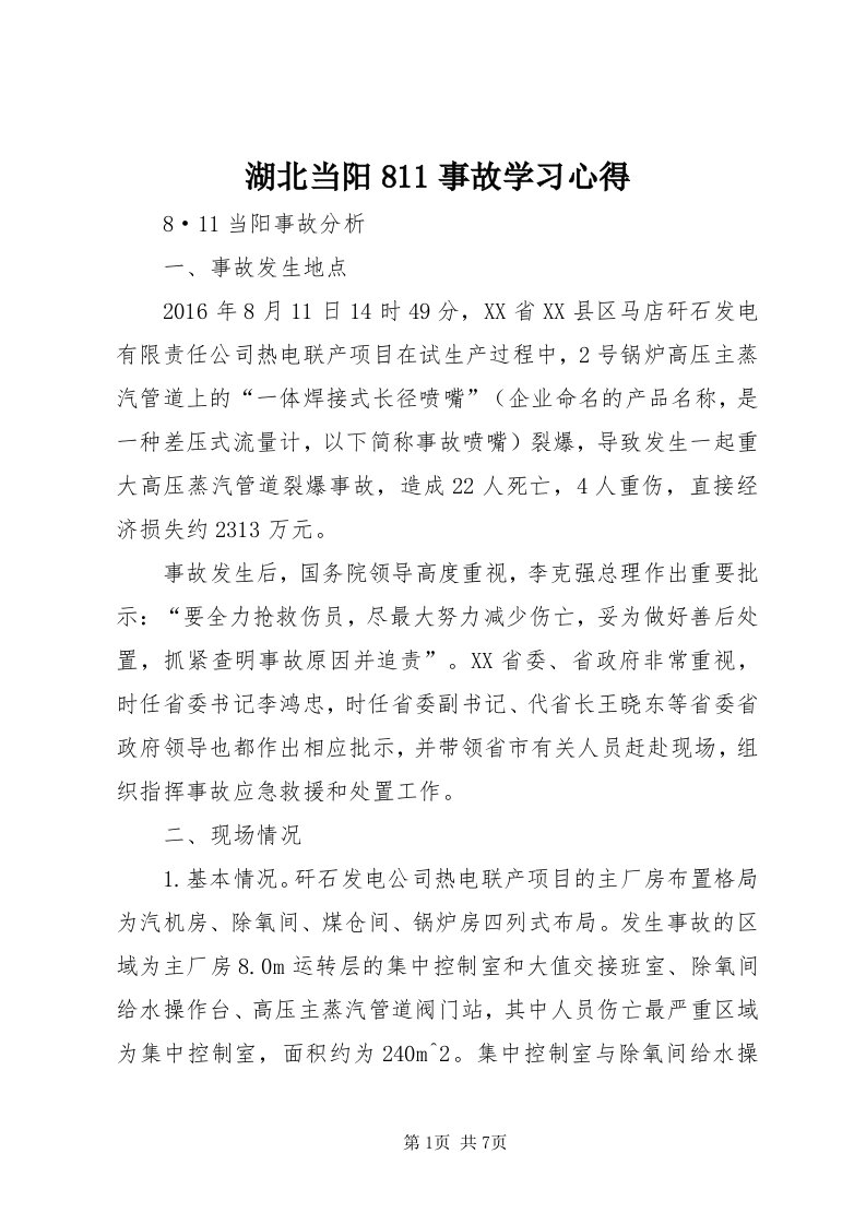 3湖北当阳8事故学习心得