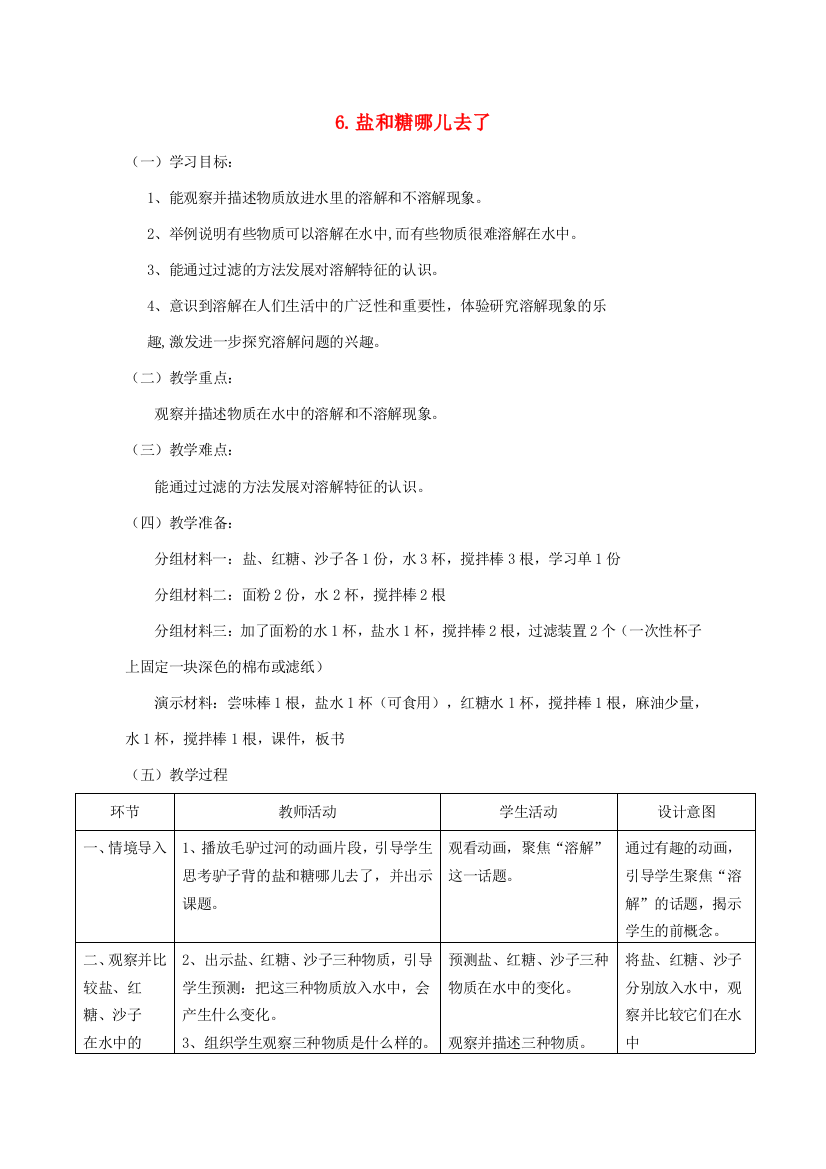 一年级科学下册