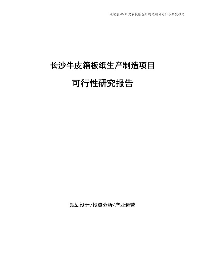 长沙牛皮箱板纸生产制造项目可行性研究报告（参考模板）