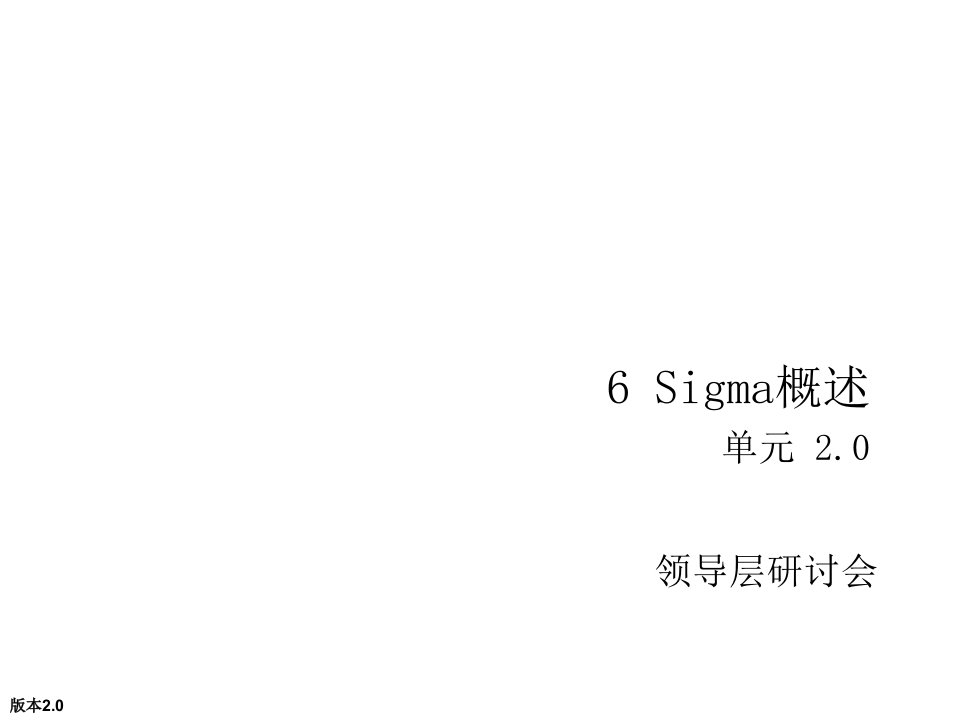 6Sigma领导层研讨会-概述