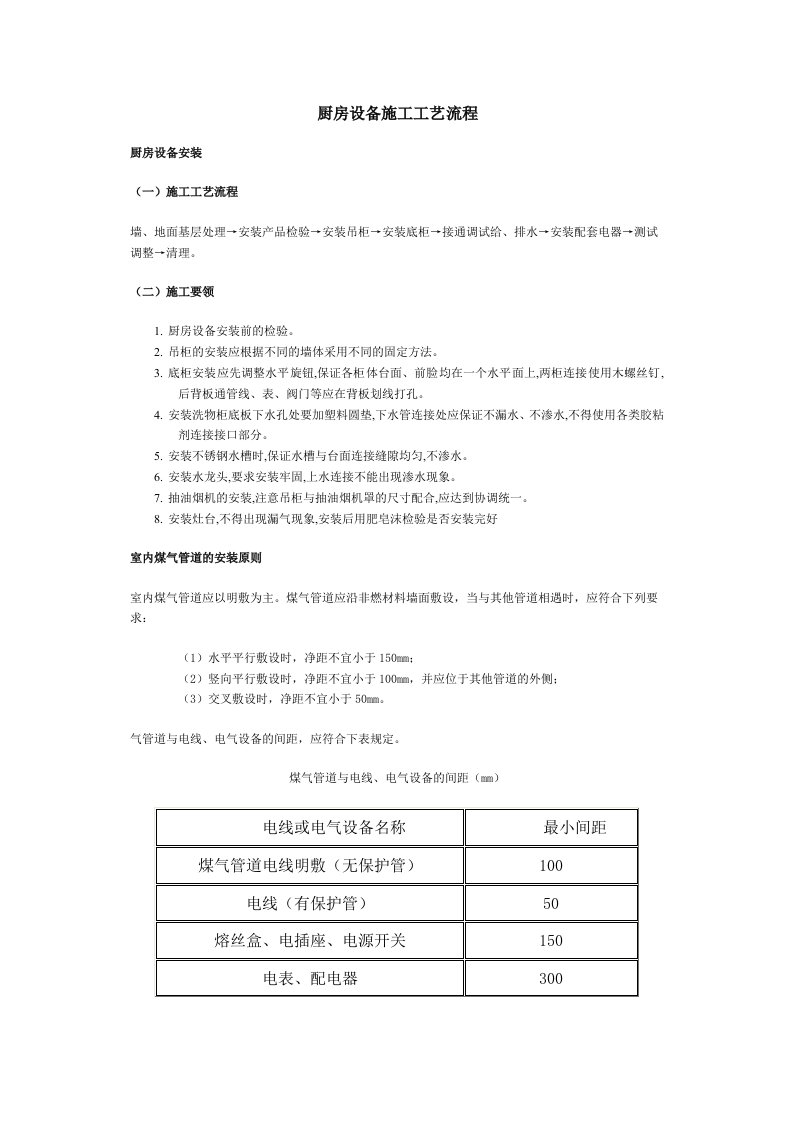 厨房设备施工工艺流程