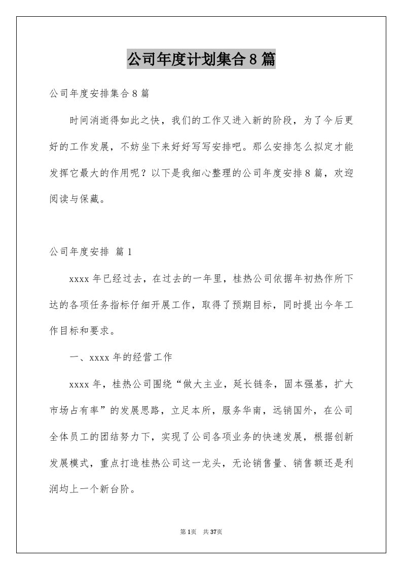 公司年度计划集合8篇例文