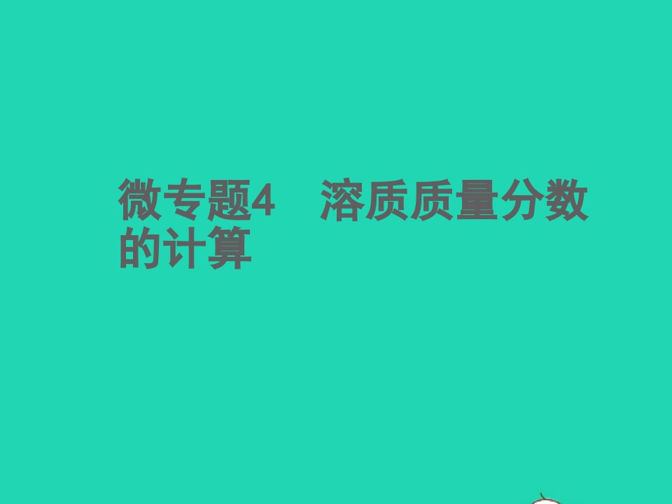 2022中考化学微专题4溶质质量分数的计算精讲本课件