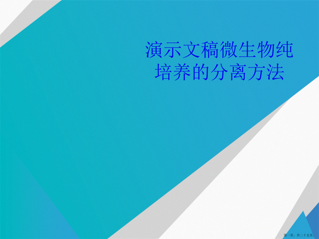 演示文稿微生物纯培养的分离方法