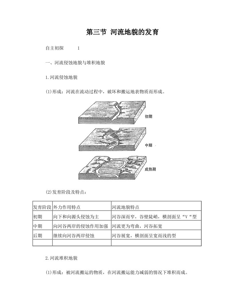 第三节+河流地貌的发育(教师用卷)