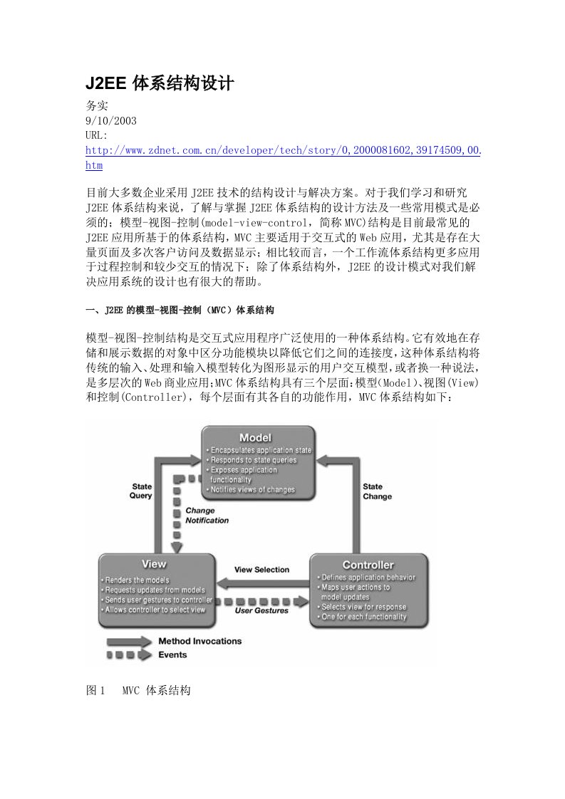 J2EE体系结构设计