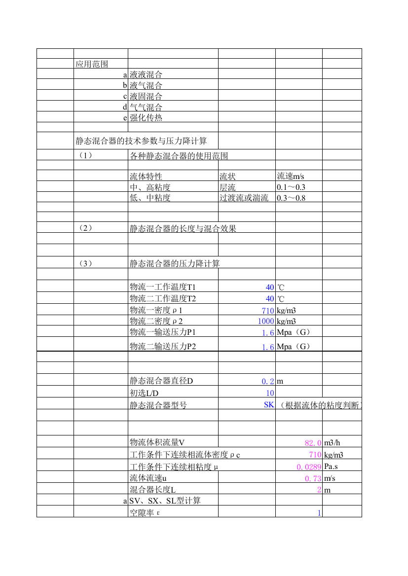 管道混合器的计算和选型