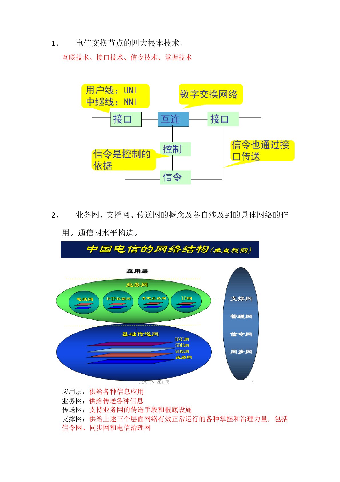 交换技术与通信网课程复习提纲