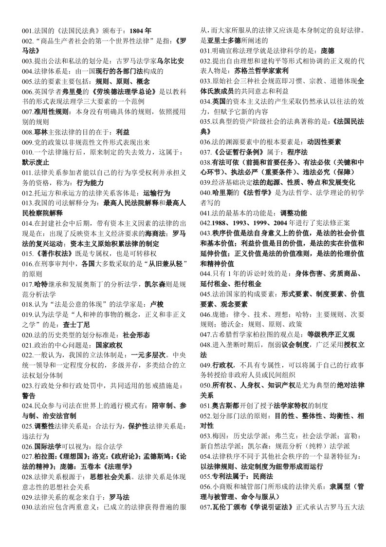 全国高等教育自学考试——法理学——知识要点整理