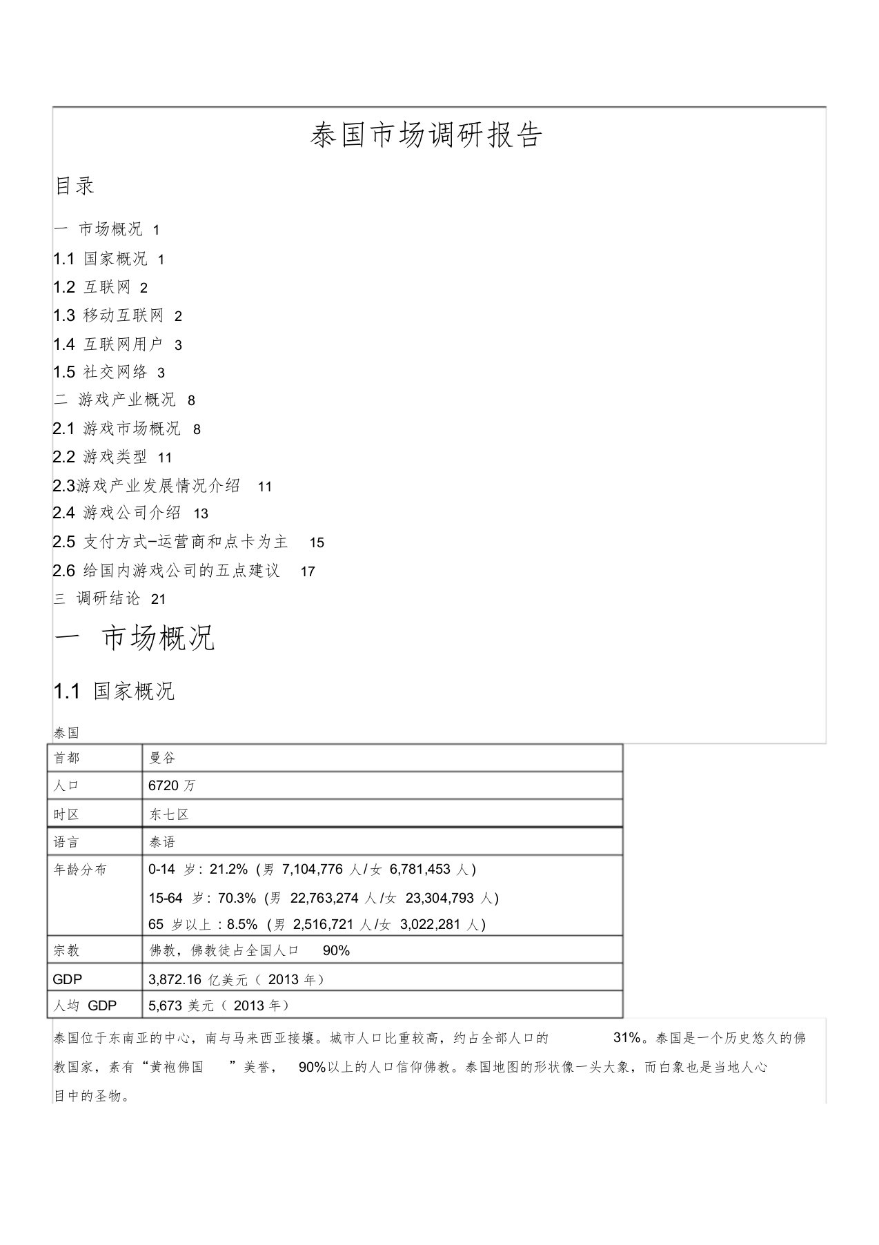 泰国市场调研报告