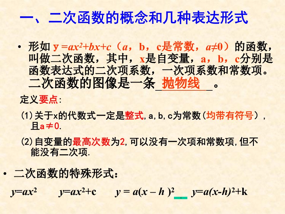 二次函数复习竞赛课ppt课件