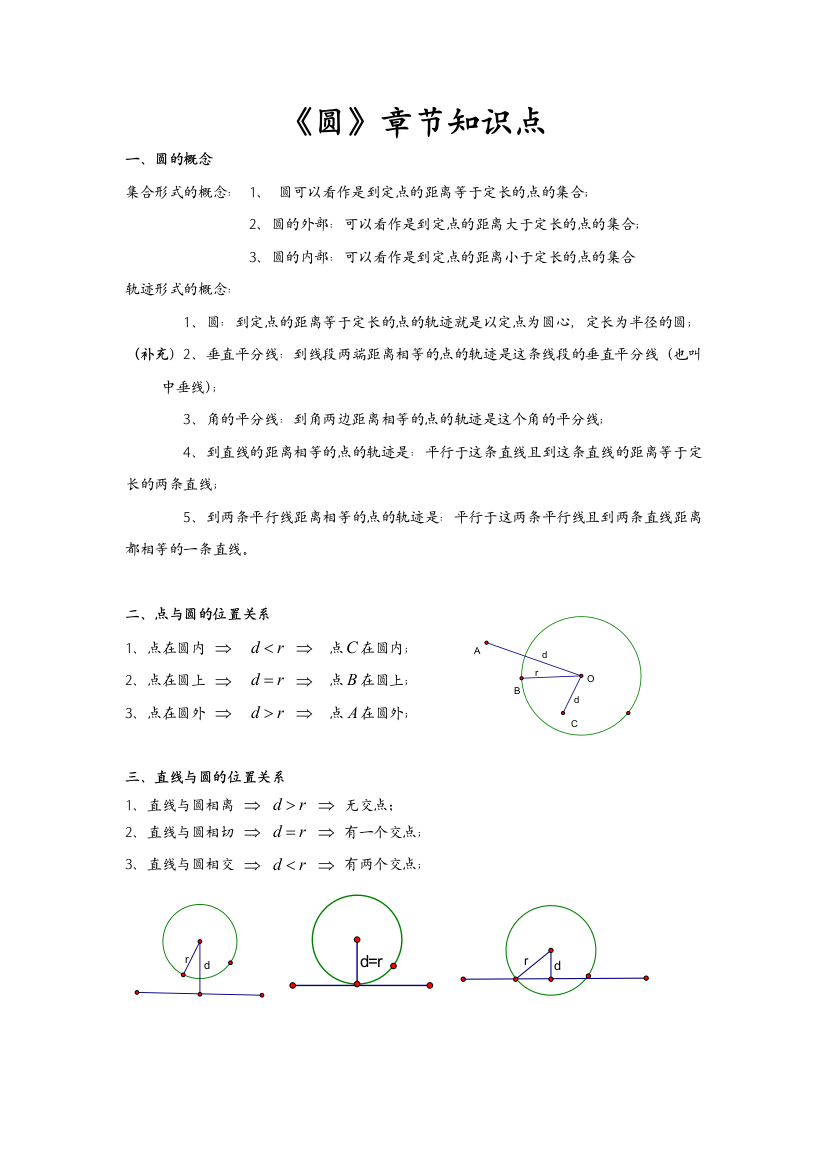 圆有关知识点