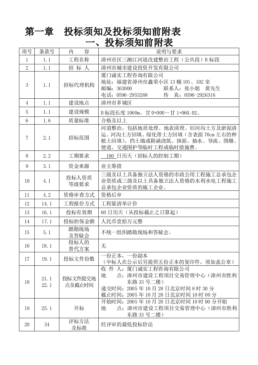 厦门市工程量清单招标范本